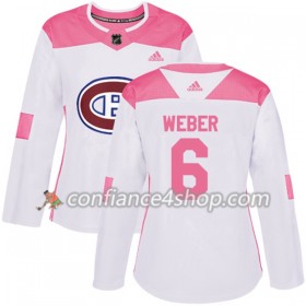 Adidas Maillot de Hockey Montreal Canadiens Shea Weber 6 2017-2018 Blanc Rose Fashion Authentic - Femme